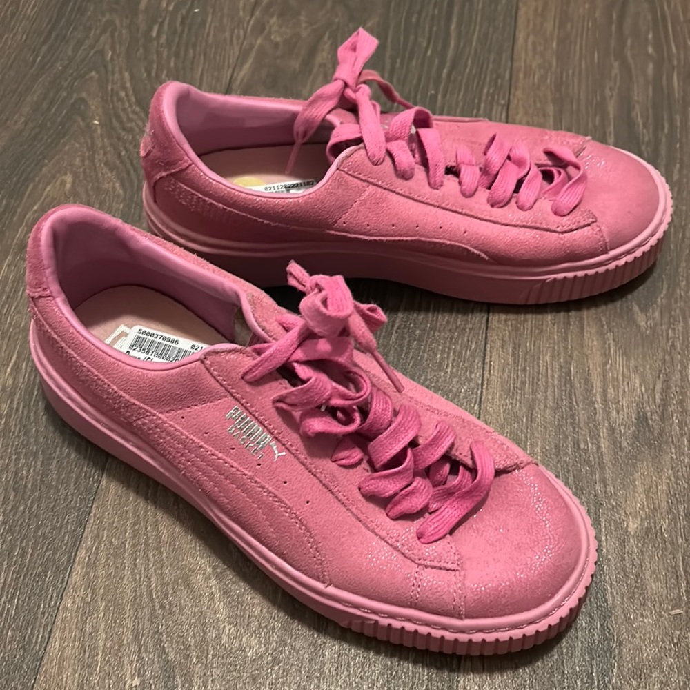 Pink Puma Basket Platform Sneakers